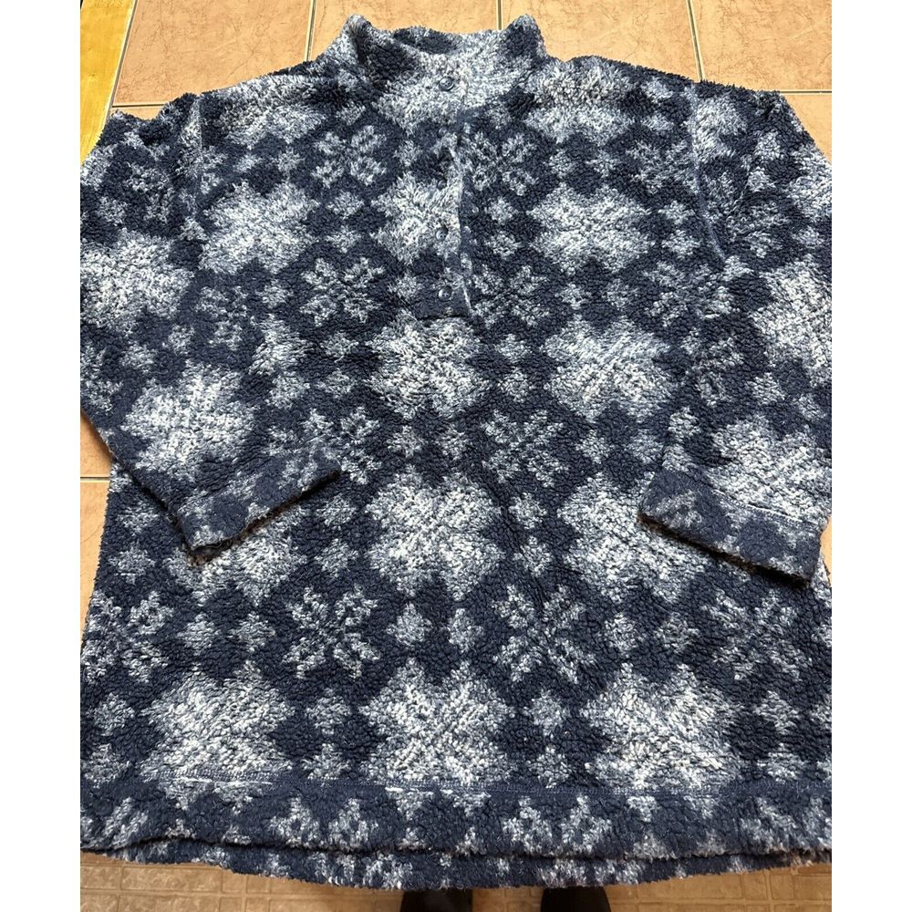L.L Bean Sherpa 1/4 Button Women's Fleece Sweater Jacket Size Medium Made In USA